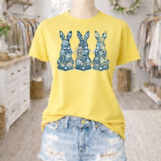 Blue Willow Bunnies DTF Transfer Design