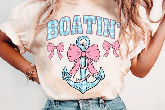 Boatin Preppy anchor coquette bow DTF Transfer Design CF