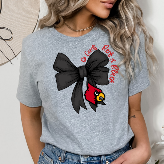 Cards Go Cards Red and Black Bow DTF Transfer Design