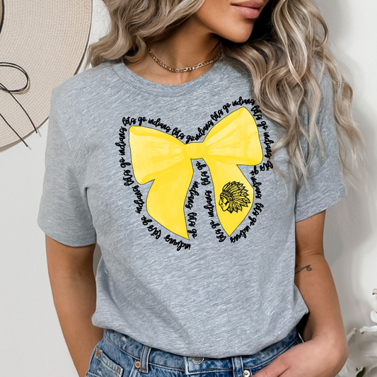 Indians Yellow Let's Go Bow DTF Transfer Design