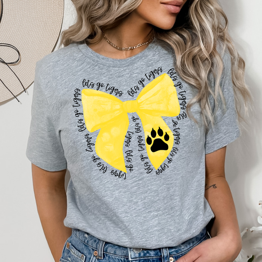 Tigers Yellow Let's Go Bow DTF Transfer Design