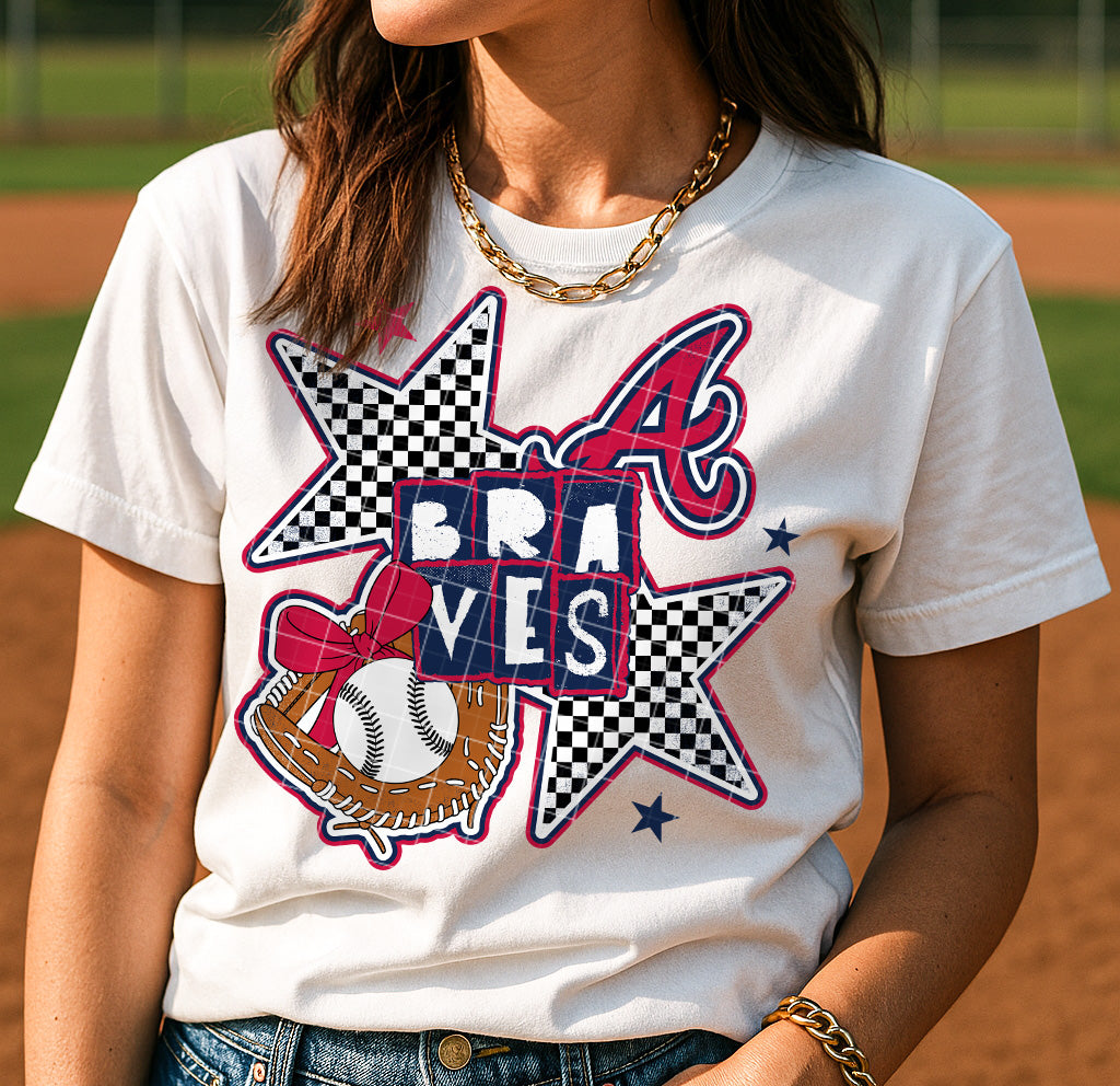 Braves Checkered Stars DTF Transfer Design