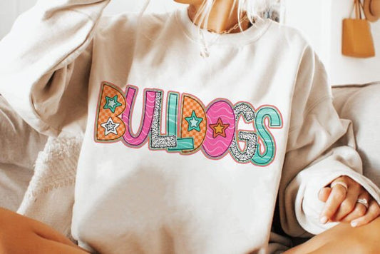 Bulldogs doodle word art DTF Transfer Design CF