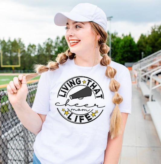 Living that cheer mom life DTF Transfer Design