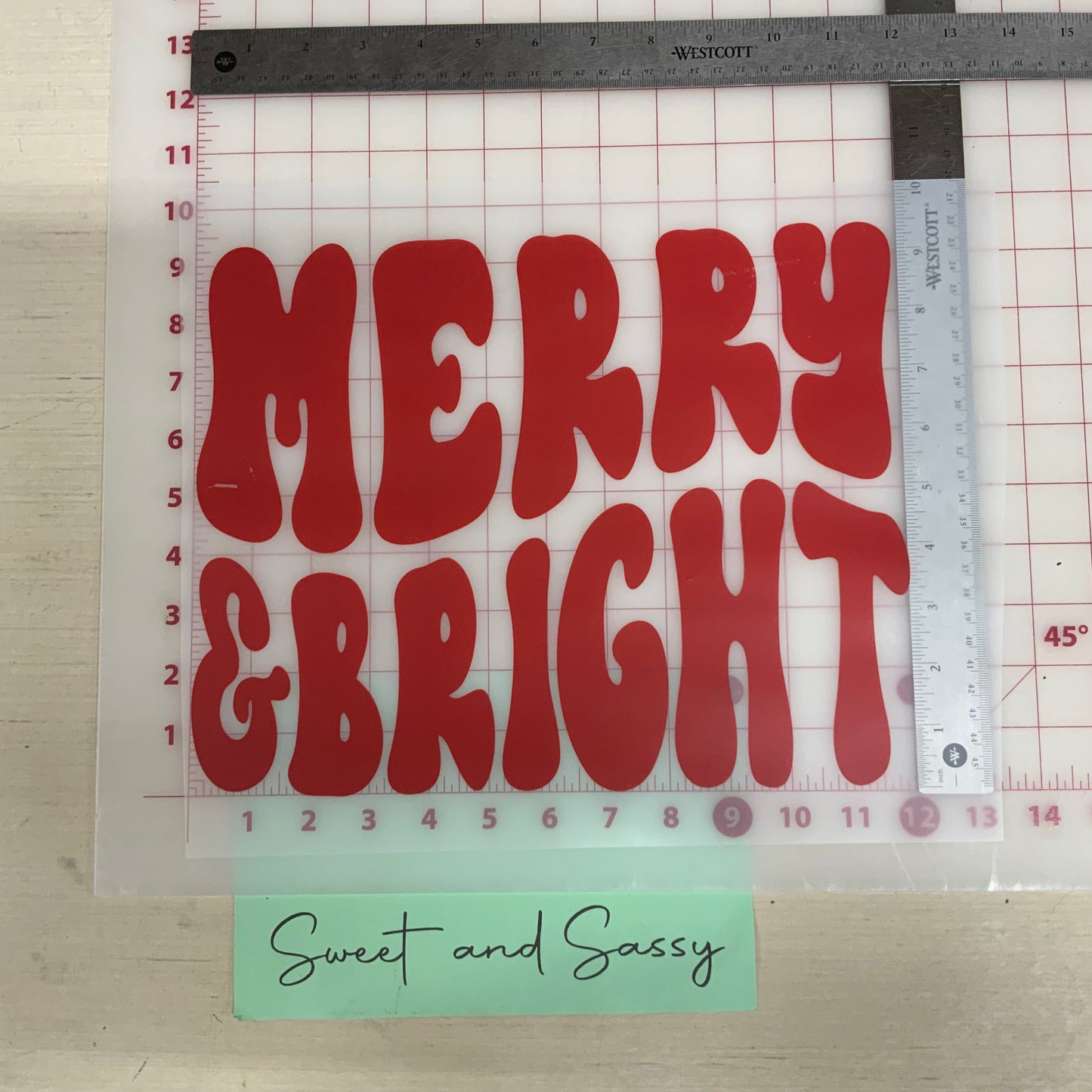 Merry & Bright Red DTF Transfer Design