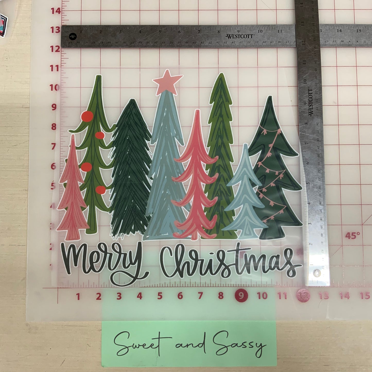 Merry Christmas Trees DTF Transfer Design