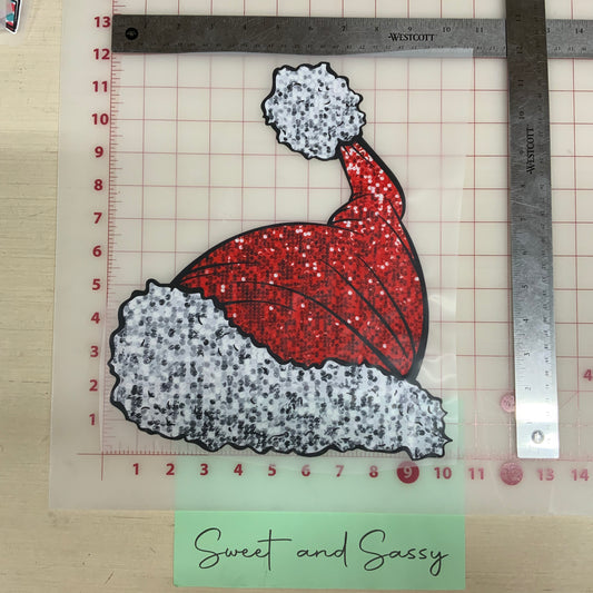 Glitter Santa Hat DTF Transfer Design