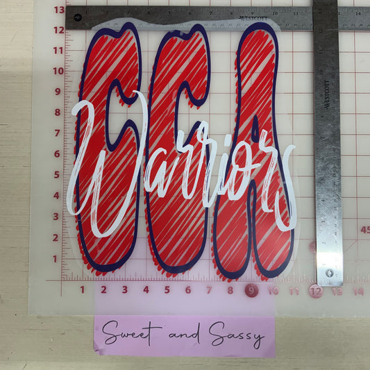 CCA Warriors Scribble DTF Transfer