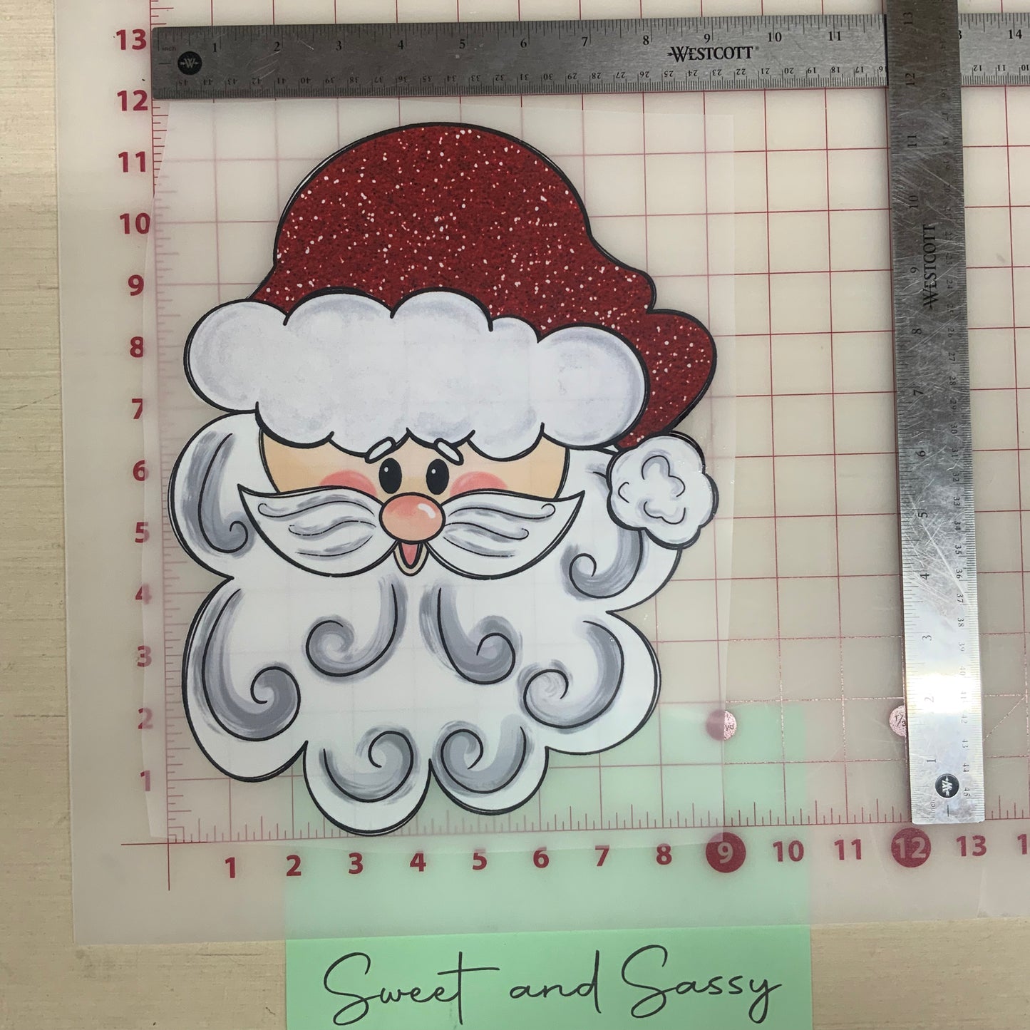 Santa Red Glitter Hat DTF Transfer Design