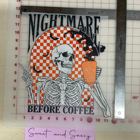 Nightmare before Coffee DTF Transfer Design