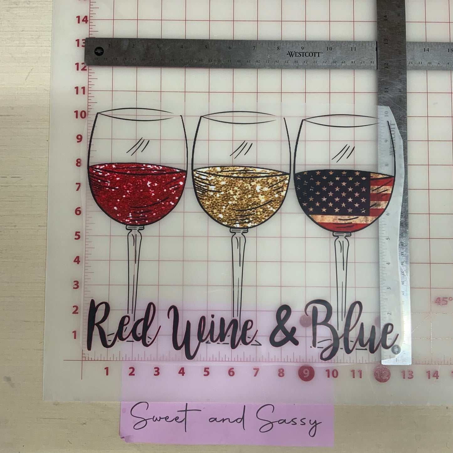 Red Wine and Blue DTF Transfer Design