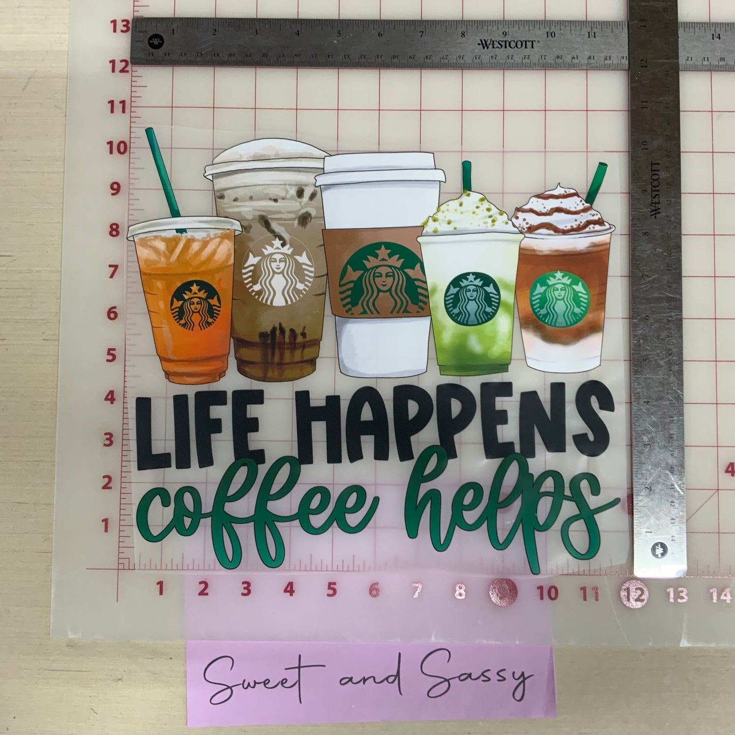 Life happens, coffee helps DTF Transfer Design