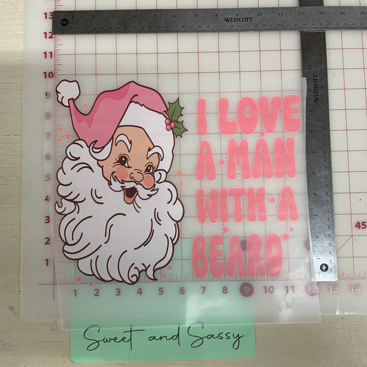 Love a Man with a Beard Pink DTF Transfer Design