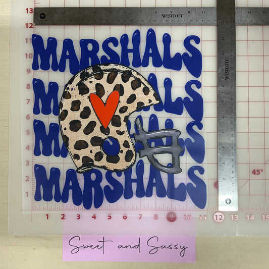 Marshals Football Helmet with heart DTF Transfer