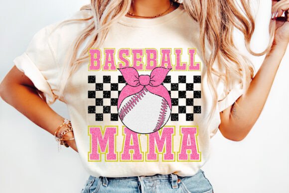 Retro Baseball Mama Glitter DTF Transfer Design CF