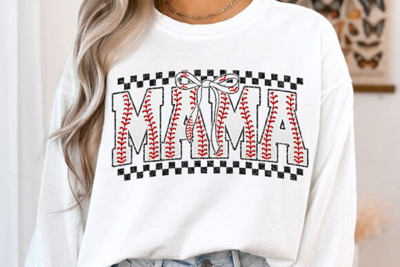Baseball Mama Checkered DTF Transfer Design CF