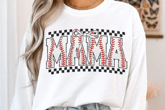 Baseball Mama Checkered DTF Transfer Design CF