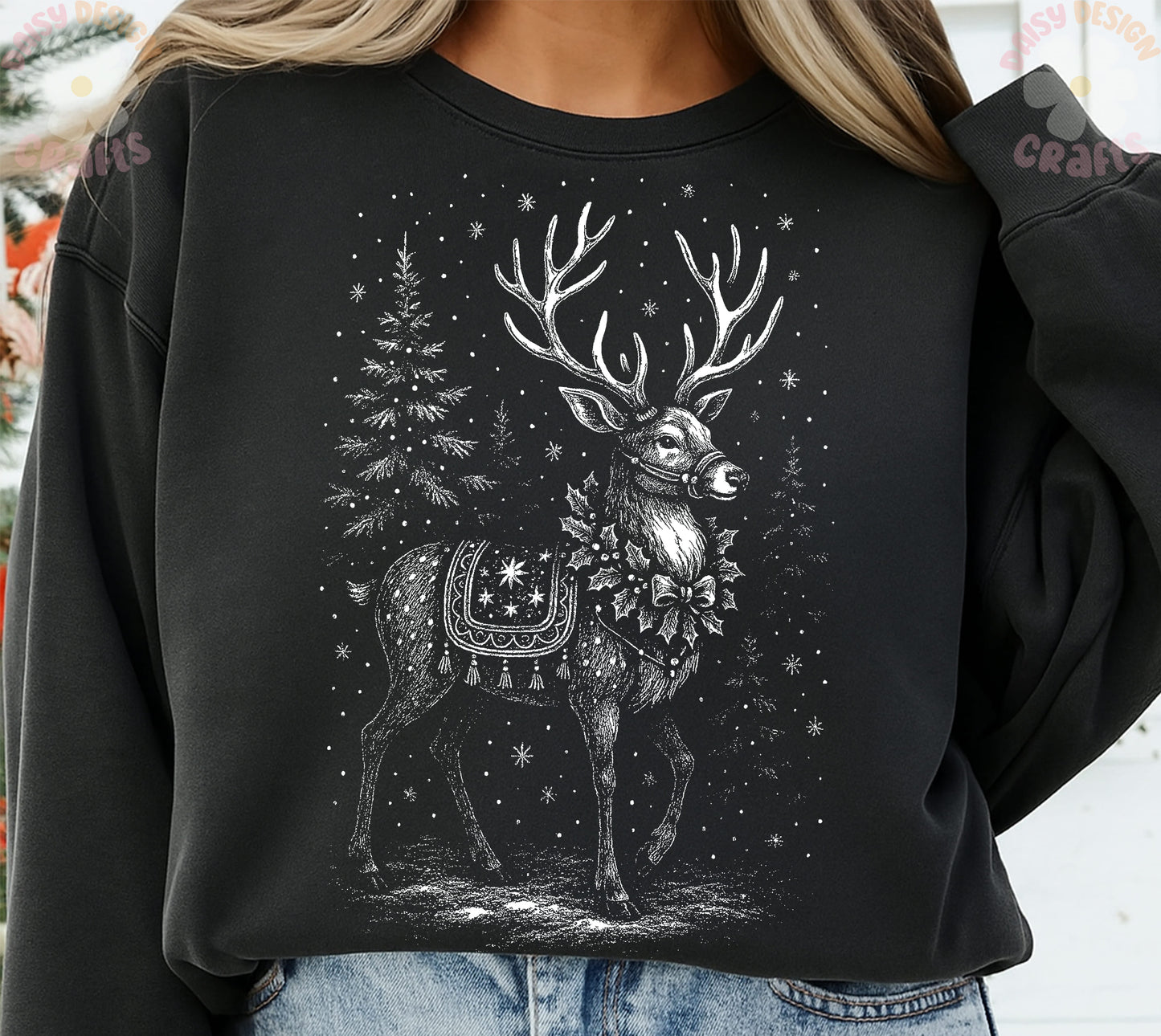 Christmas Reindeer Halftone DTF Transfer Design
