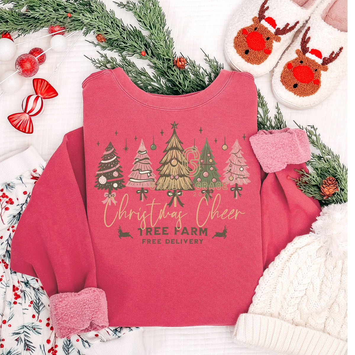 Christmas cheer tree farm distressed DTF Transfer Design