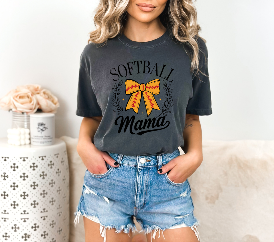 Softball Mama Coquette bow DTF Transfer Design CF