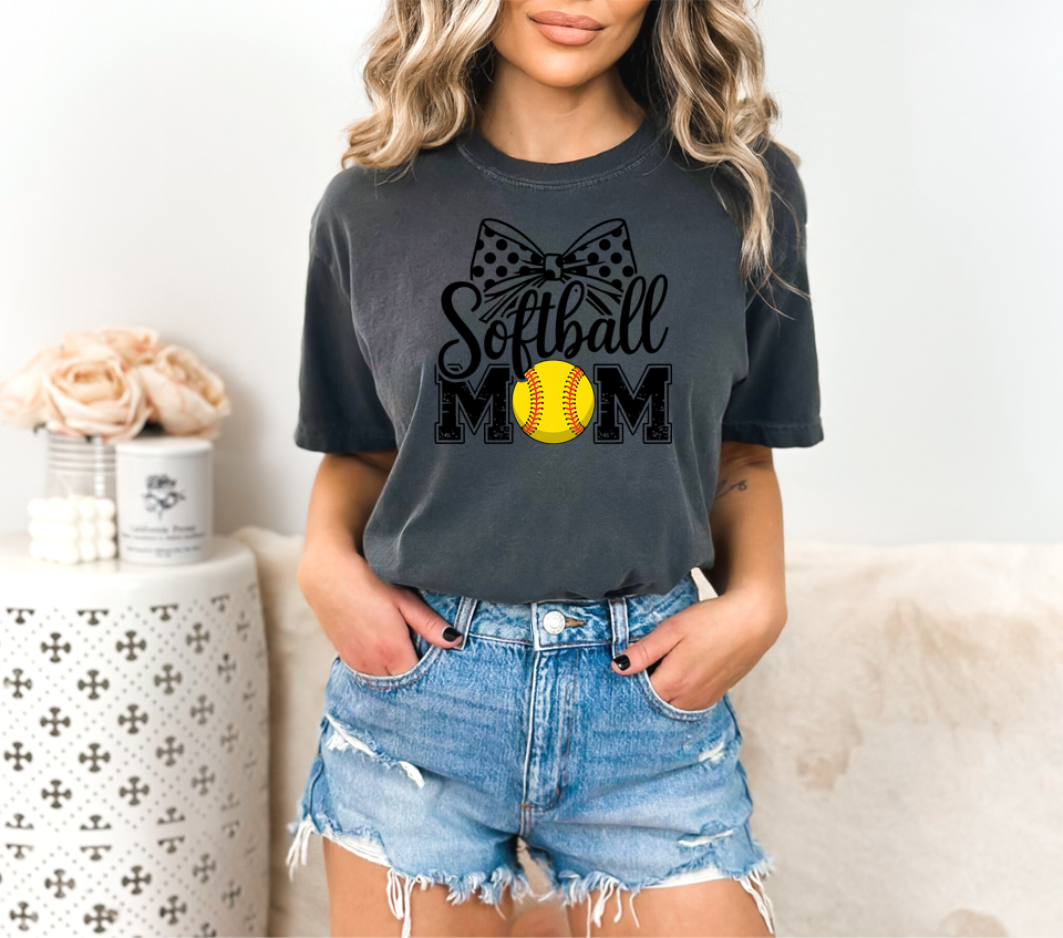Softball Mama polka dot bow DTF Transfer Design CF
