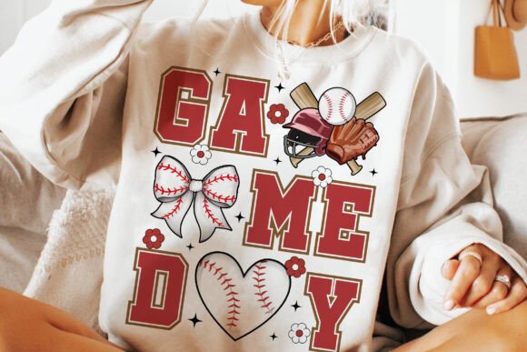 Game Day Baseball coquette bow DTF Transfer Design CF
