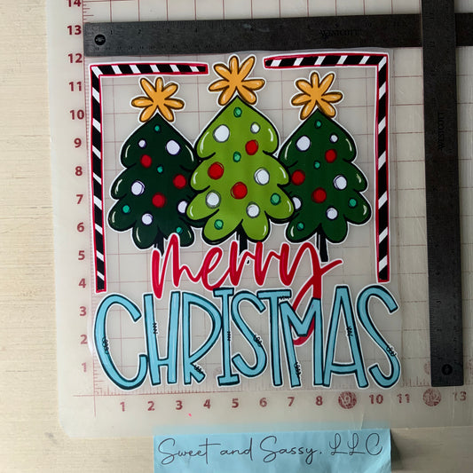 Merry Christmas, red and blue DTF Transfer Design