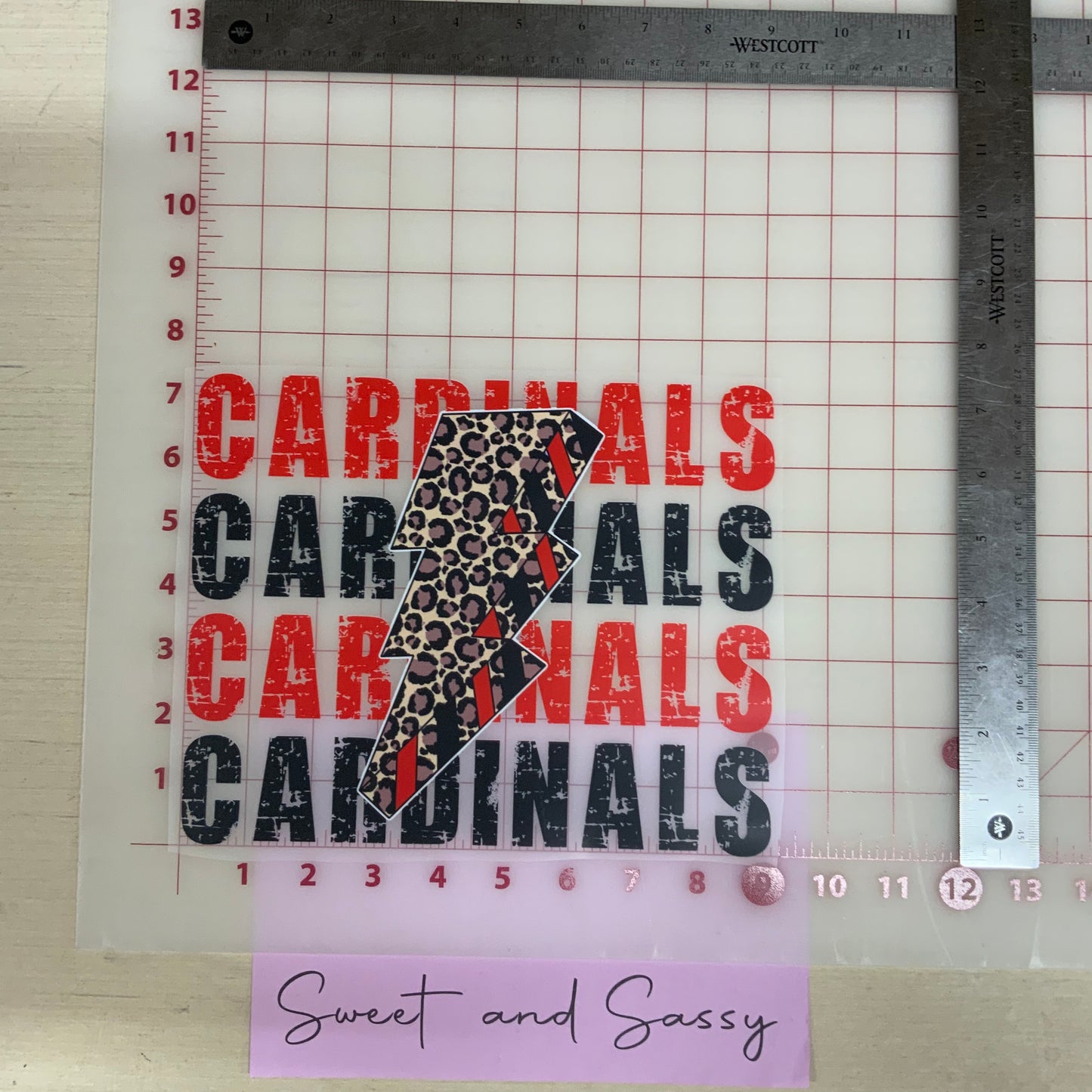 Cardinals Lightning Bolt DTF Transfer
