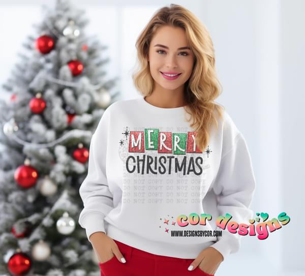 Merry Christmas Color Block DTF Transfer Design