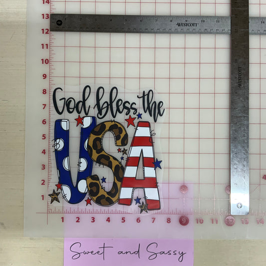 God bless the USA leopard DTF Transfer Design