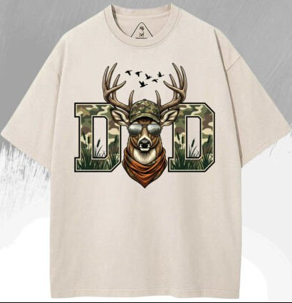 Dad camo hunting with deer DTF Transfer Design