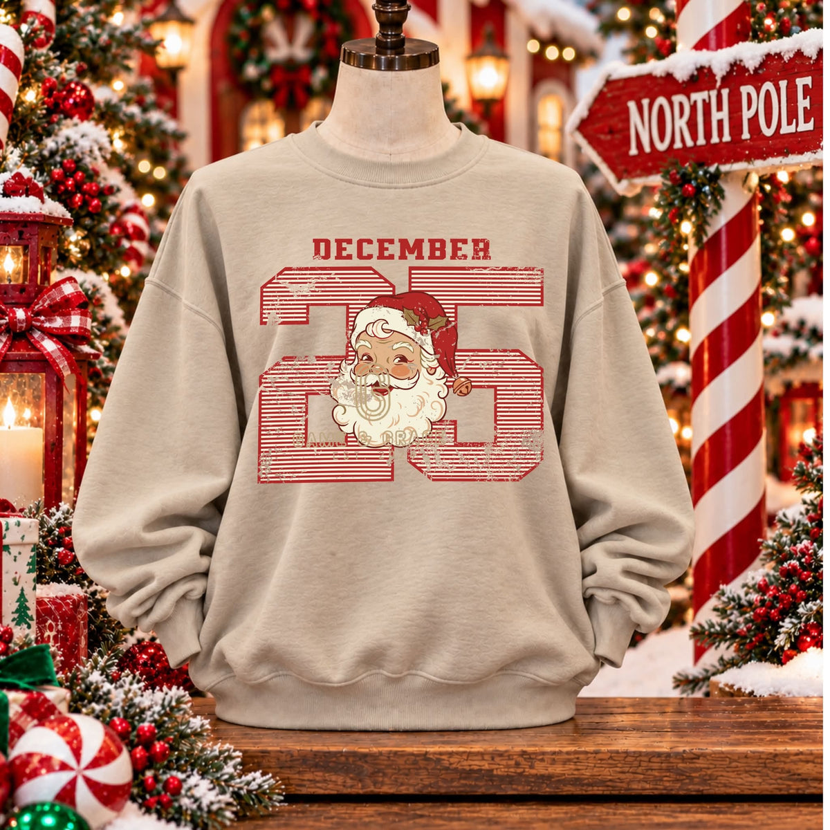 December 25 Santa Red Stripes DTF Transfer Design