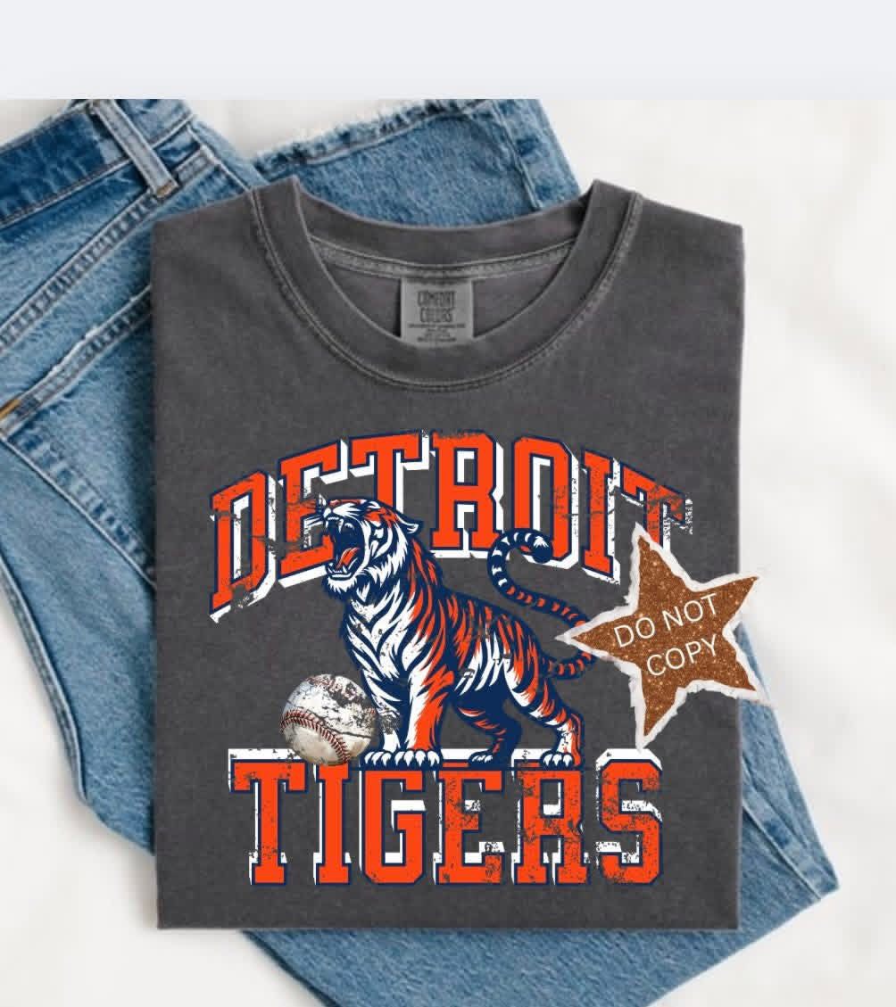 Detroit Tigers grunge baseball DTF Transfer Design