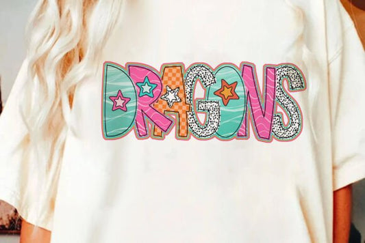 Dragons doodle word art DTF Transfer Design CF