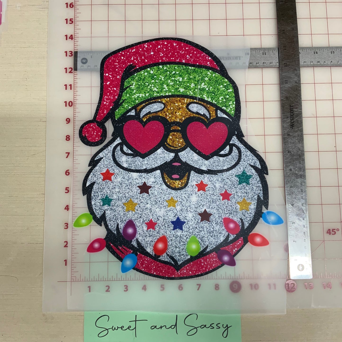Pink Santa Glitter DTF Transfer Design