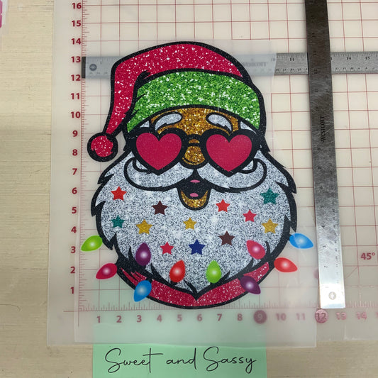 Pink Santa Glitter DTF Transfer Design