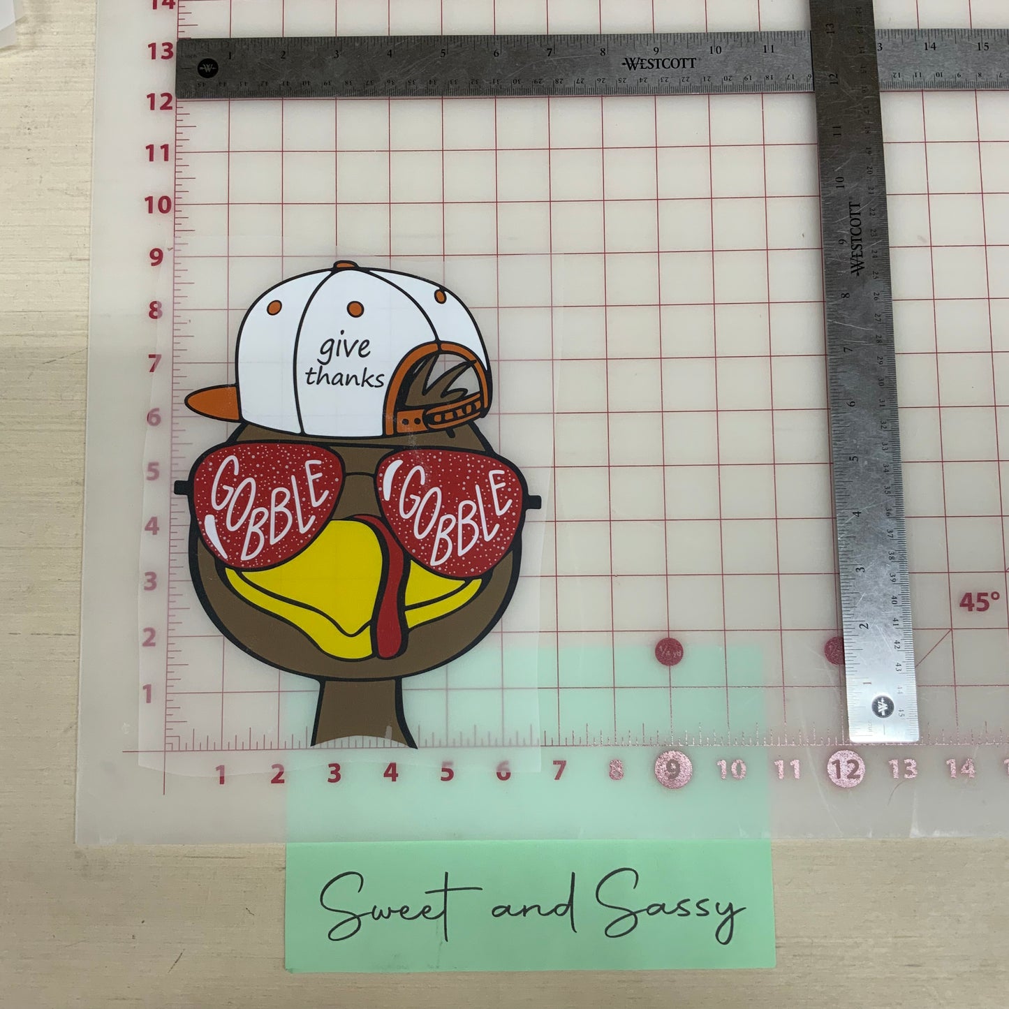 Gobble Gobble Turkey Glasses DTF Transfer Design