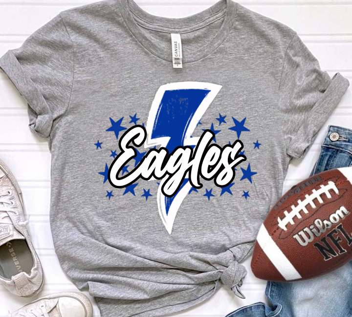 Eagles Royal white trim Bolt and Stars DTF Transfer Design