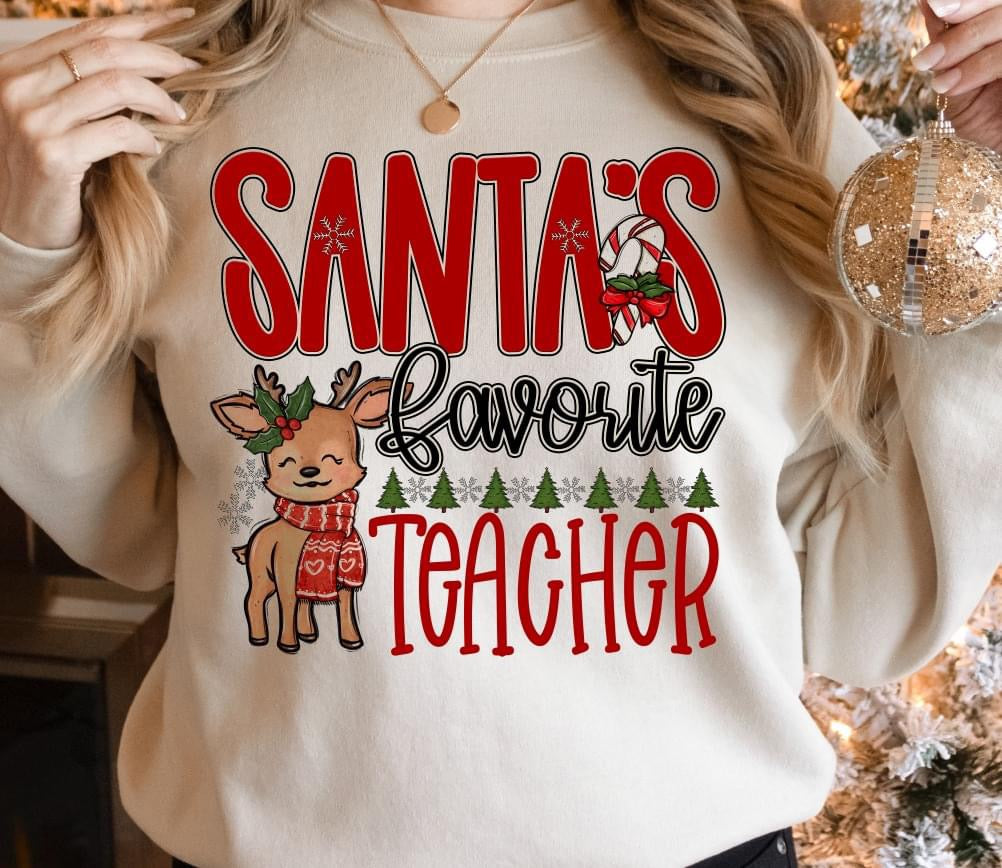 Santa's favorite teacher DTF Transfer Design