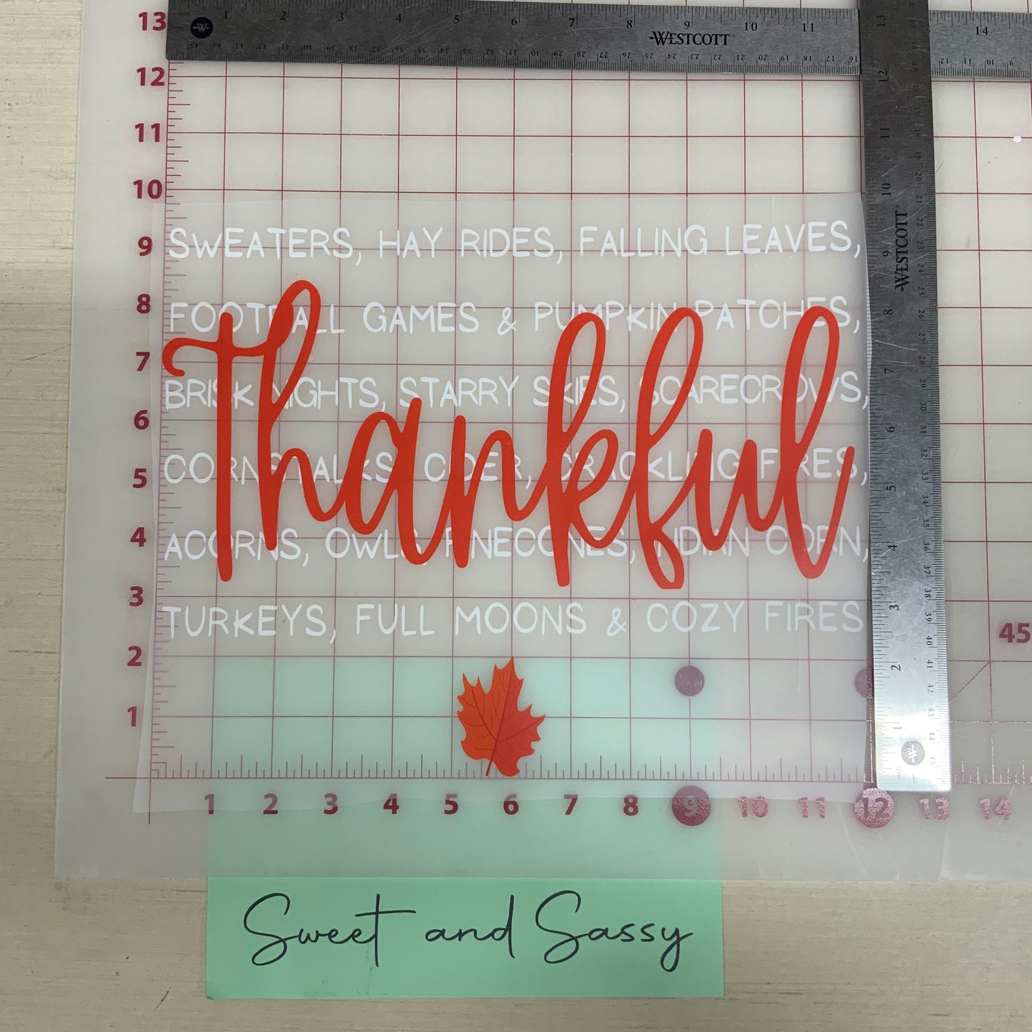 Sweaters, Hay Rides, Falling Leaves, Thankful DTF Transfer Design