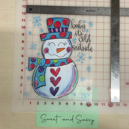 Snowman Hearts, Baby it’s Cold Outside DTF Transfer Design