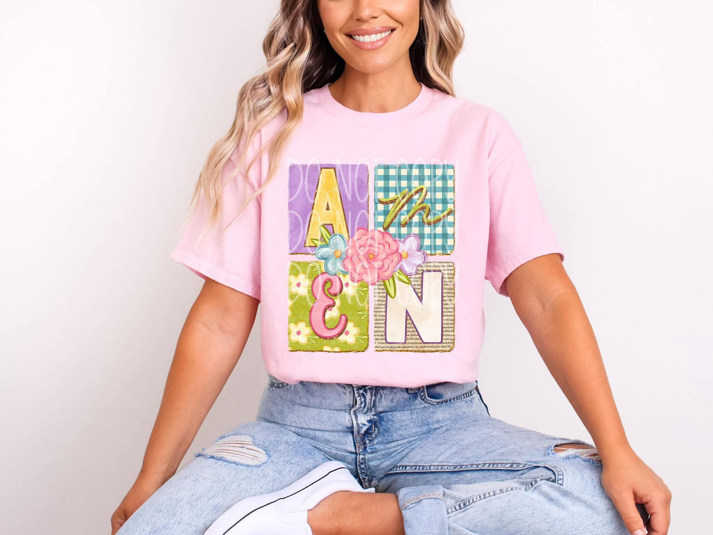 Amen Spring Floral DTF Transfer Design