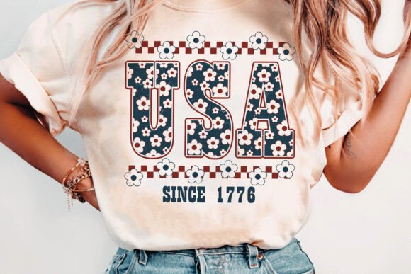 USA Floral Daisy DTF Transfer Design CF