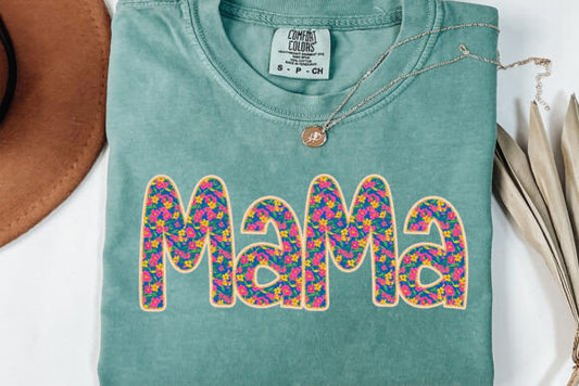 Mama Floral Glitter DTF Transfer Design CF