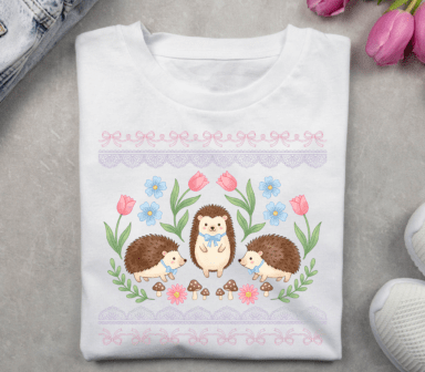 Floral Spring Hedgehog DTF Transfer Design
