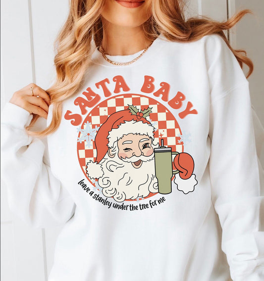 Santa Baby leave a Stanley under the tree DTF Transfer Design