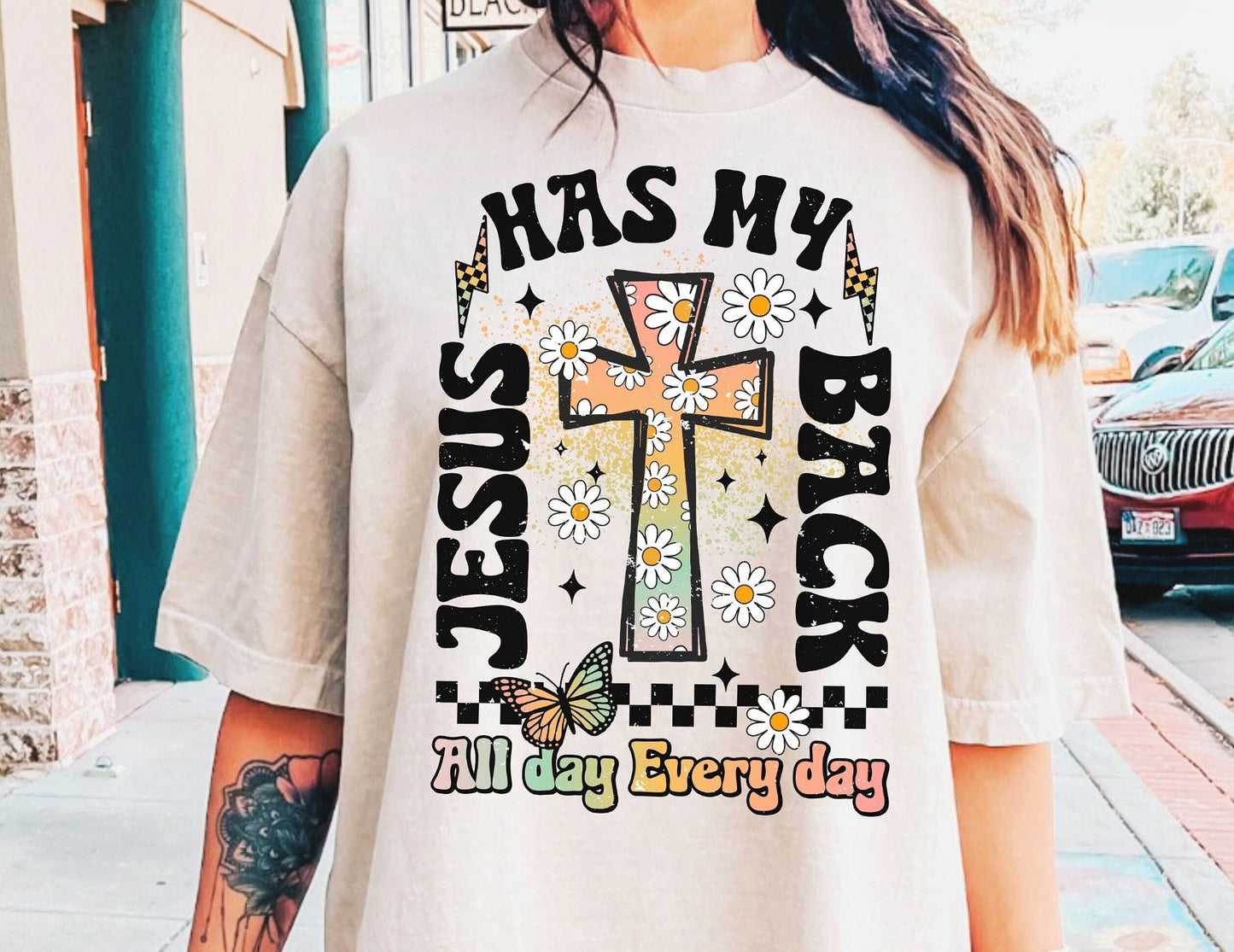 Jesus has my Back DTF Transfer Design