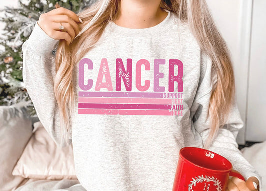 CANCER pink stripes DTF Transfer Design