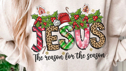 Jesus, the reason for the Season leopard DTF Transfer Design