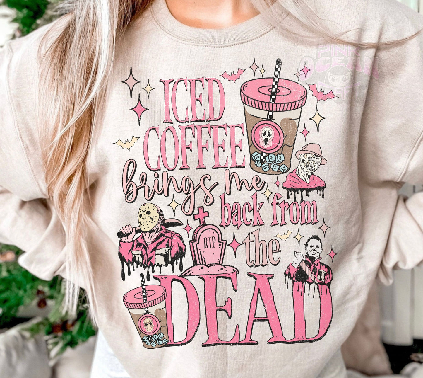 Iced coffee brings me back from the Dead DTF Transfer Design